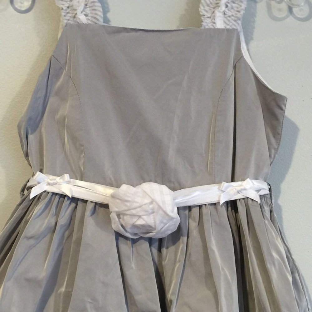 MONNALISA*Silver Taffeta Party Dress*Age 8 $417 - Picture 3 of 7